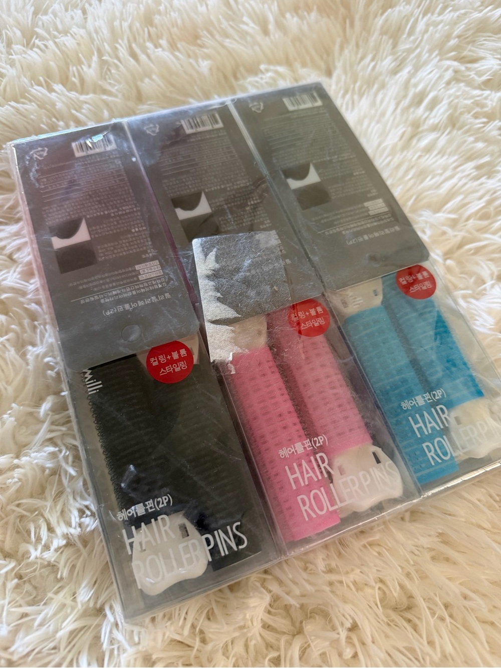 Hair Roller Pins Set - Black, Pink, Blue 12 pcs - 2 items per pack x 6